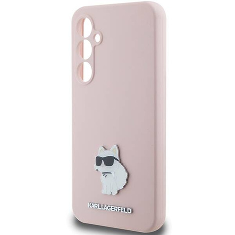Karl Lagerfeld Choupette Metal Pin-Hülle aus Silikon für Samsung Galaxy S23 FE – Rosa