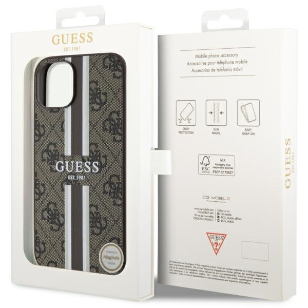 Guess GUHMP14SP4RPSW iPhone 14 6.1&quot; brown/brown hardcase 4G Printed Stripes MagSafe