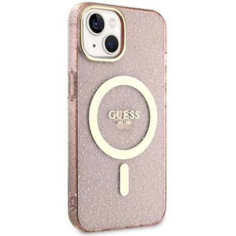 Guess GUHMP14MHCMCGP iPhone 14 Plus 6.7" pink/pink Hardcase Glitter Gold MagSafe