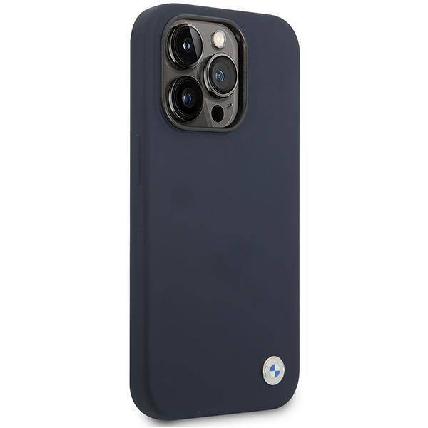 Original Case IPHONE 14 PRO MAX BMW Silicone Metal Logo MagSafe (BMHMP14XSILNA) navy blue