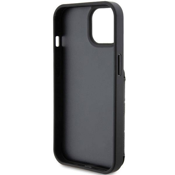 Etui Karl Lagerfeld Saffiano Cardslots and Stand Monogram Ikonik Patch do iPhone 15 - czarne