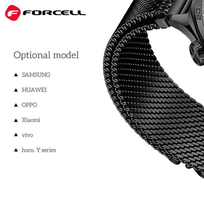Pasek do Samsung Galaxy Watch Forcell F-Design FS10 stal 20 mm czarny