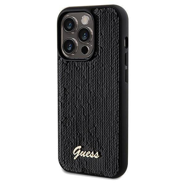 Guess nakładka do iPhone 14 Pro Max 6,7&quot; GUHCP14XPSFDGSK HC SEQUIN SCRIPT METAL czarna