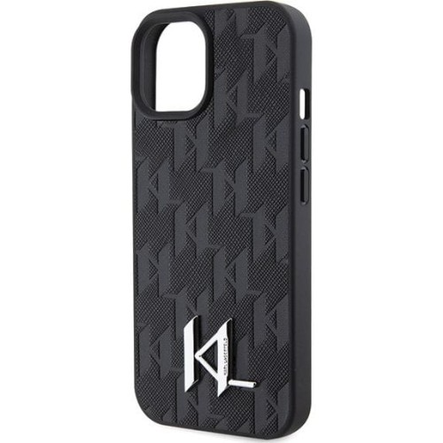 Karl Lagerfeld nakładka do iPhone 15 6,1" KLHCP15SPKLPKLK czarna HC Hot Stamp Monogram KL Metal Logo