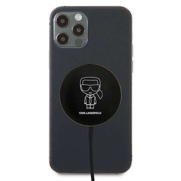 Karl Lagerfeld bezprzewodowa ładowarka indukcyjna (kompatybilna z MagSafe) 15W + kabel USB Typ C czarny (KF000566-0)