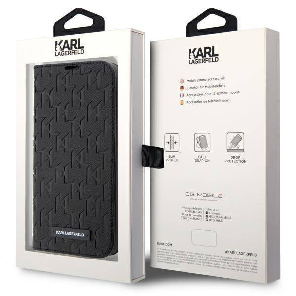 Karl Lagerfeld KLBKP14XSAKLHPK iPhone 14 Pro Max 6,7&quot; Bücherregal schwarz/schwarzes Saffiano-Monogramm