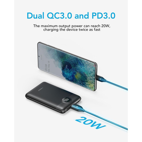 Bateria zewnętrzna (Powerbank) VEGER S11 - 10 000mAh LCD Quick Charge PD 22,5W czarny (W1140)