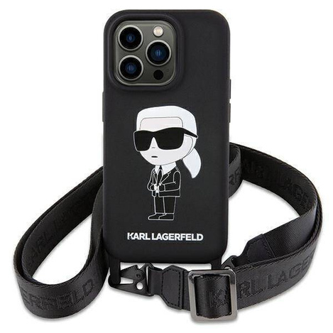 Karl Lagerfeld KLHCP15SSCBSKNK iPhone 15 6,1" Hardcase schwarz/schwarz Crossbody Silikon Ikonik