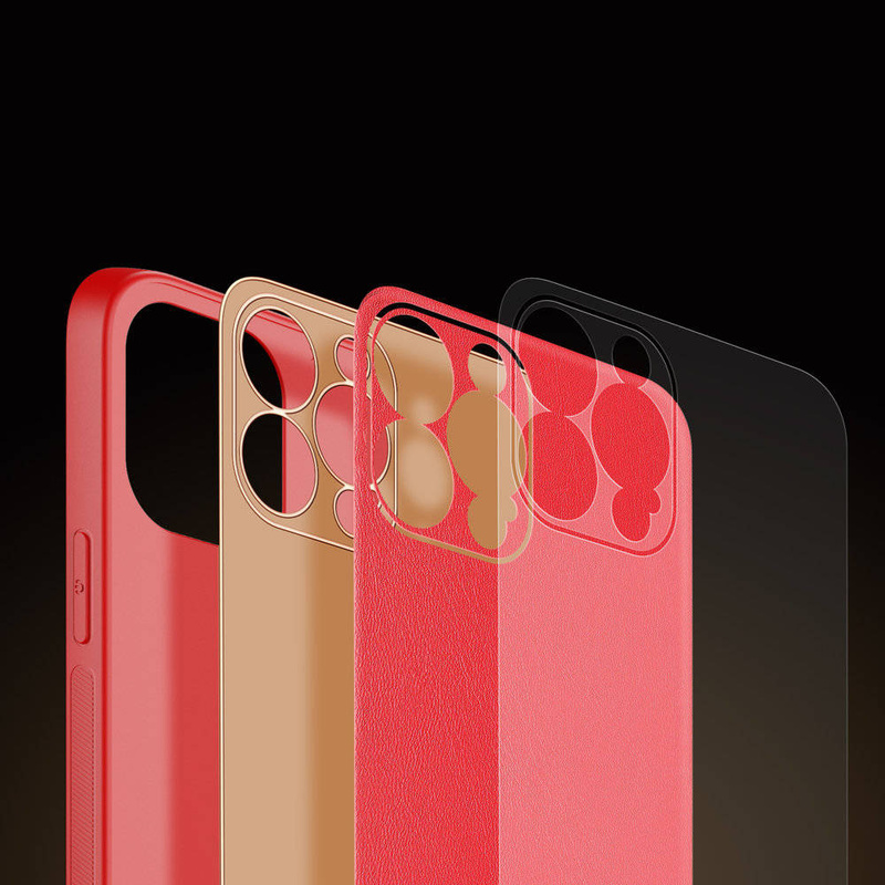 Dux Ducis Yolo eleganckie etui pokrowiec ze skóry ekologicznej iPhone 13 Pro czerwony