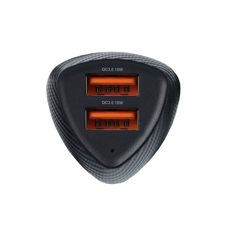 FORCELL CARBON ładowarka samochodowa USB QC 3.0 18W + USB QC 3.0 18W CC50-2A36W czarny (Total 36W)