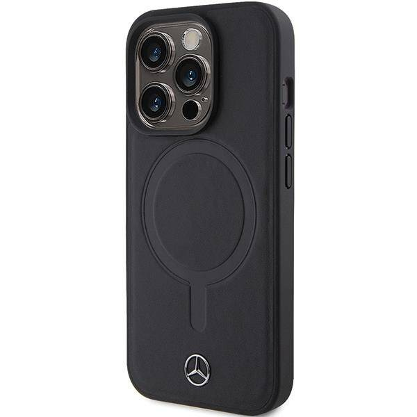 Etui Mercedes Smooth Leather MagSafe do iPhone 15 Pro - czarne