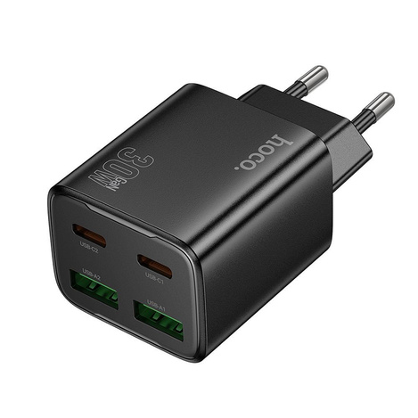 Ładowarka sieciowa do telefonu Hoco 2 x USB C + 2 x USB A QC3.0 PD 3A 30W N56 czarna