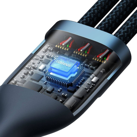 Baseus Flash Series II USB Type C / USB Type A cable - USB Type C / Lightning / micro USB 100 W 1.5 m blue (CASS030203)