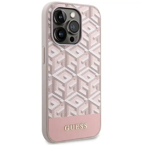 Guess GUHMP14LHGCFSEP iPhone 14 Pro 6.1" pink/pink hard case GCube Stripes MagSafe