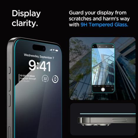 GEHÄRTETES GLAS Spigen GLAS.TR „EZ FIT“ IPHONE 15 PRO KLAR