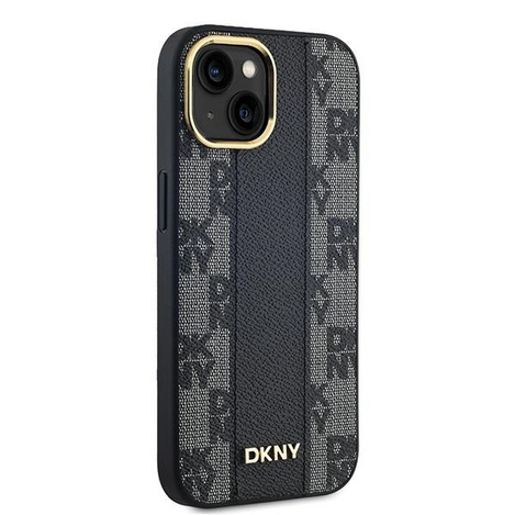 DKNY DKHMP15SPCPVSLK iPhone 15 / 14 / 13 6.1" czarny/black hardcase Leather Checkered Mono Pattern MagSafe