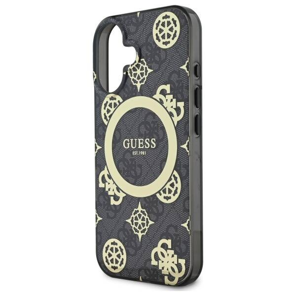 Original Case IPHONE 16 Guess Hardcase IML Peony On 4G Background MagSafe (GUHMP16SH4PYEEK) black