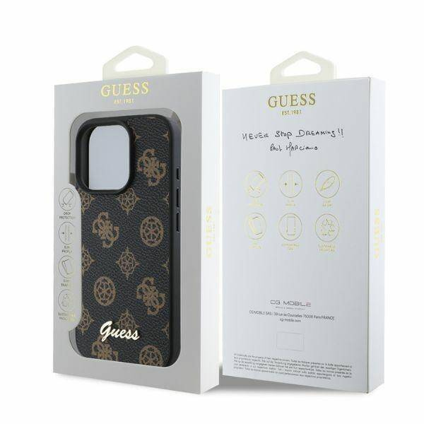 GUESS futerał do IPHONE 16 Pro Max kompatybilny z MagSafe GUHMP16XPGPYSK (PU Peony Script) czarny