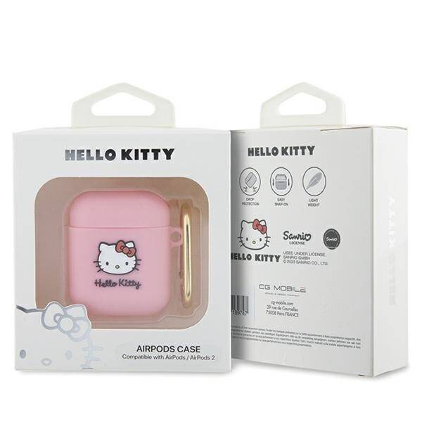 Hello Kitty Silikon 3D Kitty Head Hülle für AirPods 1/2 – Rosa