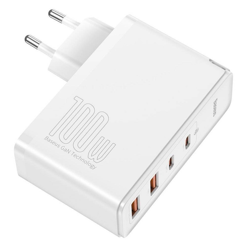 Baseus GaN2 Pro szybka ładowarka sieciowa 100W USB / USB Typ C Quick Charge 4+ Power Delivery biały (CCGAN2P-L02)