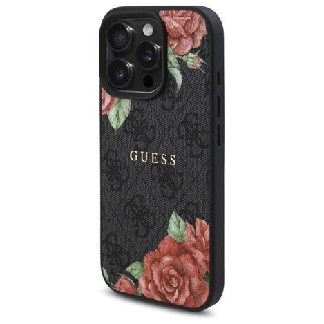 Original Case IPHONE 16 PRO Guess Hardcase 4G Flowers Print MagSafe (GUHMP16LP4ROPEMCK) black