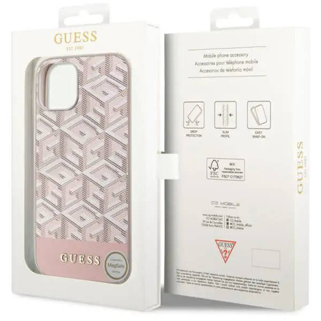 Guess GUHMP14MHGCFSEP iPhone 14 Plus 6.7&quot; pink/pink hard case GCube Stripes MagSafe