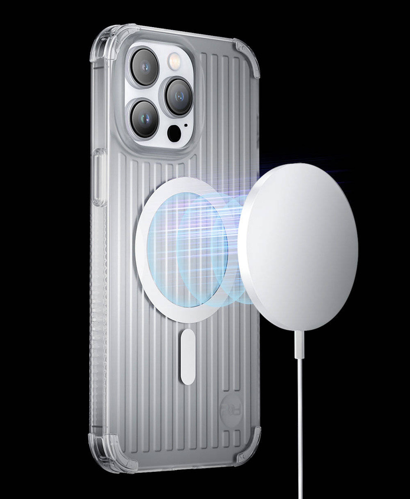 Kingxbar PQY Go Out Series Magnethülle für iPhone 14 Pro MagSafe Silber