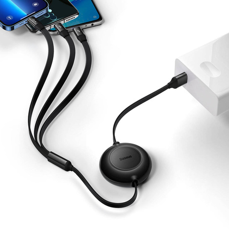 Baseus Bright Mirror 2 3in1 USB Type A cable - micro USB + Lightning + USB Type C 3.5A 1.1m black (CAMJ010001)