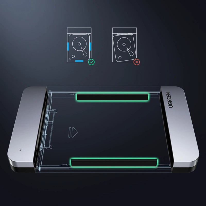 Ugreen CM300 70499 Schacht für 2,5'' SATA 3.0 6Gbit/s Festplatte – Grau + USB-C – USB-C-Kabel 0,5 m