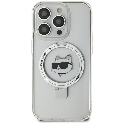 Karl Lagerfeld KLHMP15XHMRSCHH iPhone 15 Pro Max 6,7&quot; weiß/weiß Hardcase Ring Stand Choupette Head MagSafe