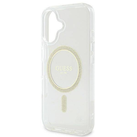 Original Handyhülle IPHONE 16 Guess Hardcase IML Glitter Circle MagSafe (GUHMP16SHFGERET) transparent