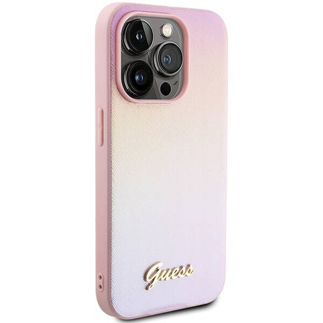 Oryginalne Etui GUESS hardcase Saffiano Iridescent Script GUHCP14LPSAIRSP do Iphone 14 Pro różowy