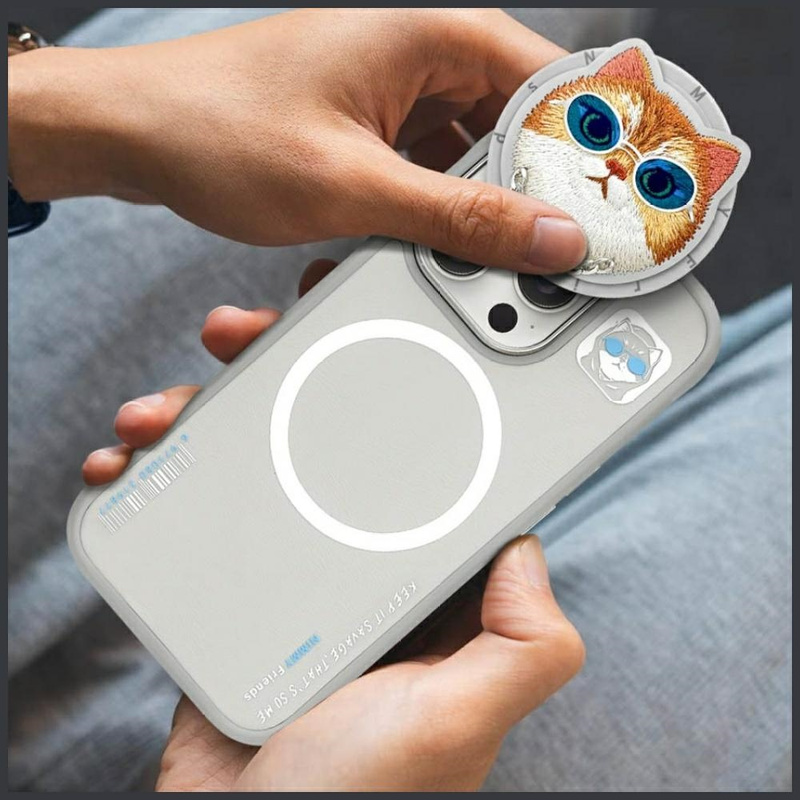 Etui Nimmy Glasses Cool Cat MagSafe do    iPhone 16 Pro szary