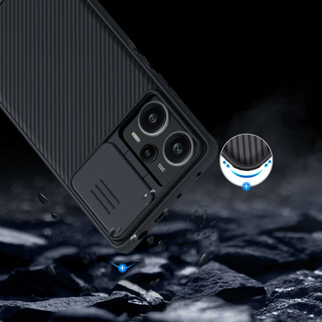 Xiaomi Redmi Note 12 Turbo / Xiaomi Poco F5 Armor Case with Camera Cover Nillkin CamShield Pro Case - Black