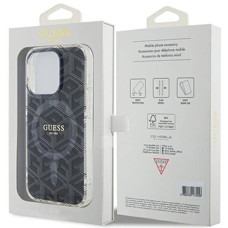 Oryginalne Etui APPLE IPHONE 15 PRO MAX Guess hardcase IML GCube MagSafe (GUHMP15XHGCUSTGK) czarne