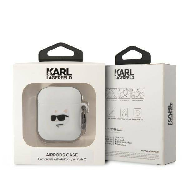 Karl Lagerfeld Silicone NFT Choupette Head 3D - Etui AirPods 1/2 gen (biały)