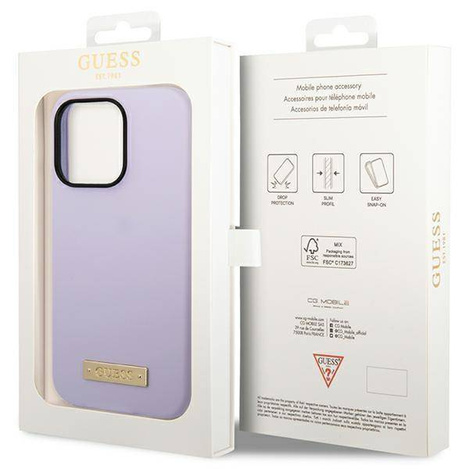 Guess GUHMP14LSBPLU iPhone 14 Pro 6,1" lila/lila Hartschale Silikon-Logoplatte MagSafe