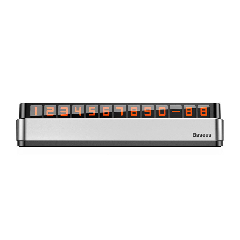 Baseus Moonlight Box Series silver parking number plate with telephone number