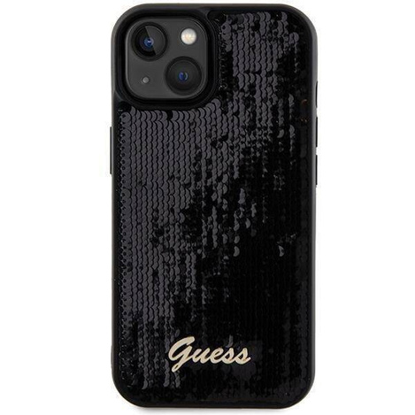 Guess nakładka do iPhone 14 6,1&quot; GUHCP14SPSFDGSK HC SEQUIN SCRIPT METAL czarna