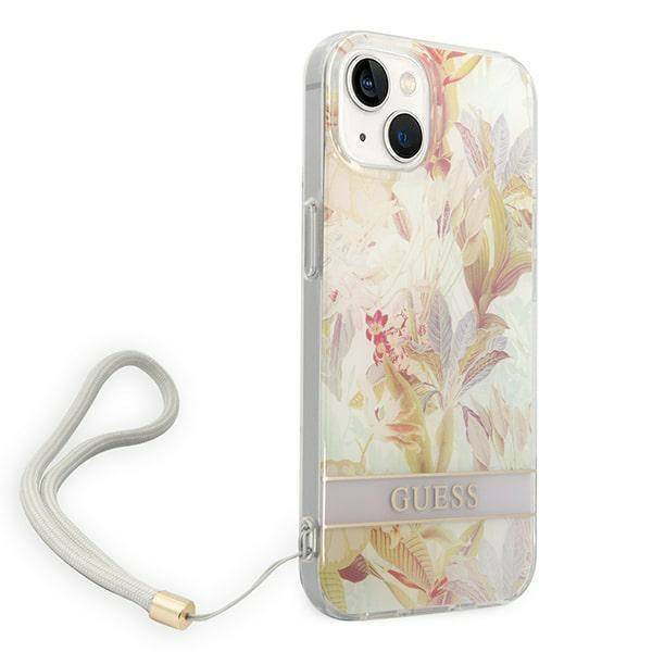 Oryginalne Etui IPHONE 14 PLUS Guess Hardcase Flower Strap (GUOHCP14MHFLSU) fioletowe