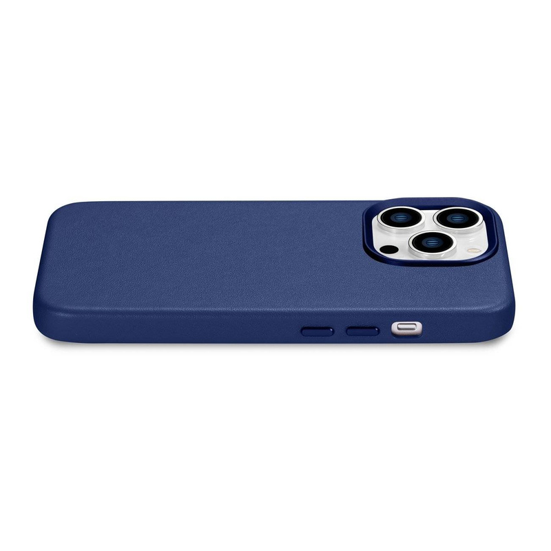 iCarer Case Leather Genuine Leather Case Cover for iPhone 14 Pro Max Blue (WMI14220708-BU) (MagSafe Compatible)