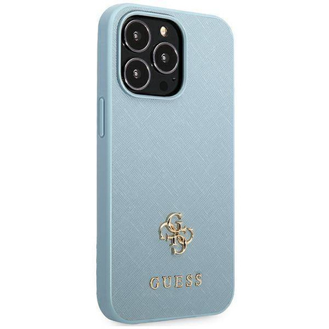 Original Handyhülle IPHONE 13 PRO Guess Hardcase Saffiano 4G Small Metal Logo (GUHCP13LPS4MB) blau