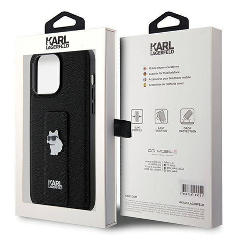 Karl Lagerfeld nakładka do iPhone 13 Pro Max 6,7" KLHCP13XGSACHPK HC GRIPSTAND SAFFIANO CHOUPETTE PINS czarna