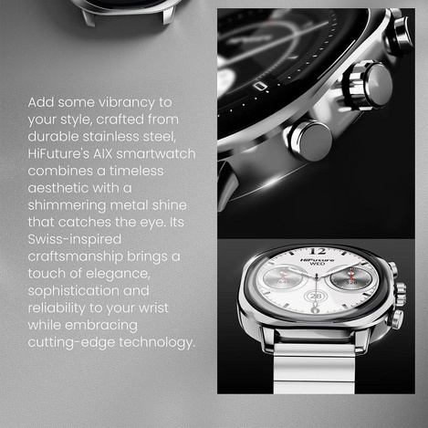 HIFUTURE smartwatch ze stali nierdzewnej ze sztuczną inteligencją AIX (OLED) (CORNING GORILLA GLASS) czarny