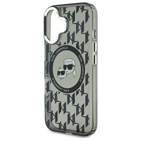 Karl Lagerfeld nakładka do iPhone 16 6,1" KLHMP16SHMCKMHK czarna Hardcase IML Monogram Karl&Choupette Head MagSafe