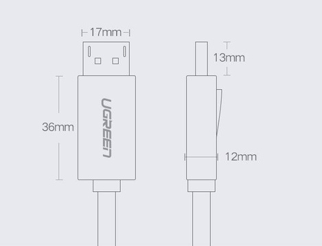 Ugreen kabel przewód DisplayPort 1.2 4K 3 m czarny (DP102 10212)