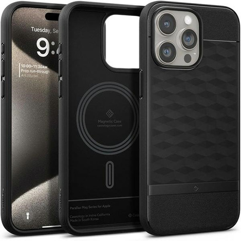 Schutzhülle APPLE IPHONE 15 PRO Caselogy Parallax Mag MagSafe Matte schwarz