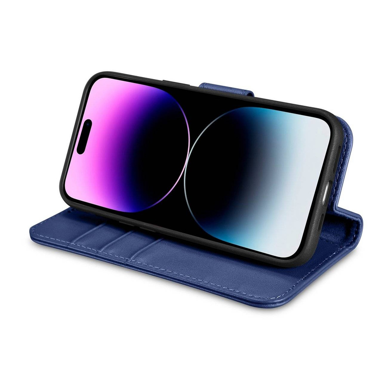 iCarer Wallet Case 2in1 iPhone 14 Pro Max Leder Flip Cover Anti-RFID blau (WMI14220728-BU)