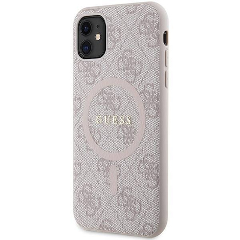 Oryginalne Etui GUESS Hardcase GUHMN61G4GFRP do iPhone 11 (Kompatybilny z Magsafe / 4G Ring classic logo / różowy)