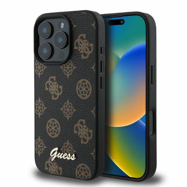 GUESS futerał do IPHONE 16 Pro Max kompatybilny z MagSafe GUHMP16XPGPYSK (PU Peony Script) czarny